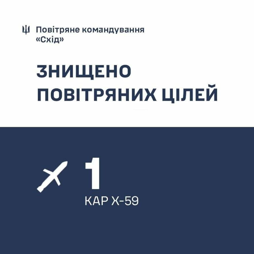 В небі над Запорізькою областю було знищено ворожу ракету 