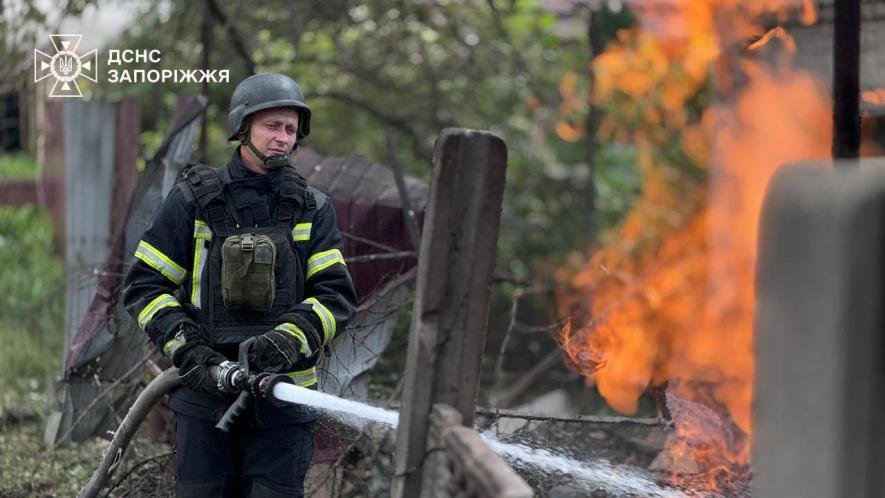 У Запоріжжі внаслідок обстрілу загорілася газова труба