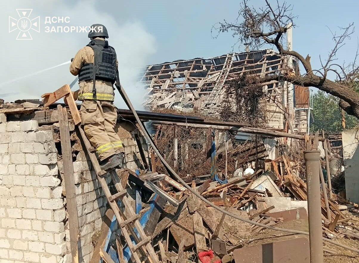 У Запорізькій області після ворожих обстрілів загасили 9 пожеж у житлових будинках та спорудах