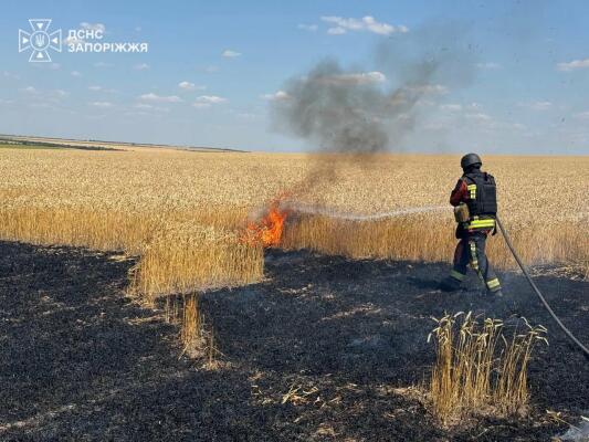 Через російські обстріли у Запоріжжі та передмісті за добу виникло 13 пожеж: загорілися будинки, автівки та хлібні поля