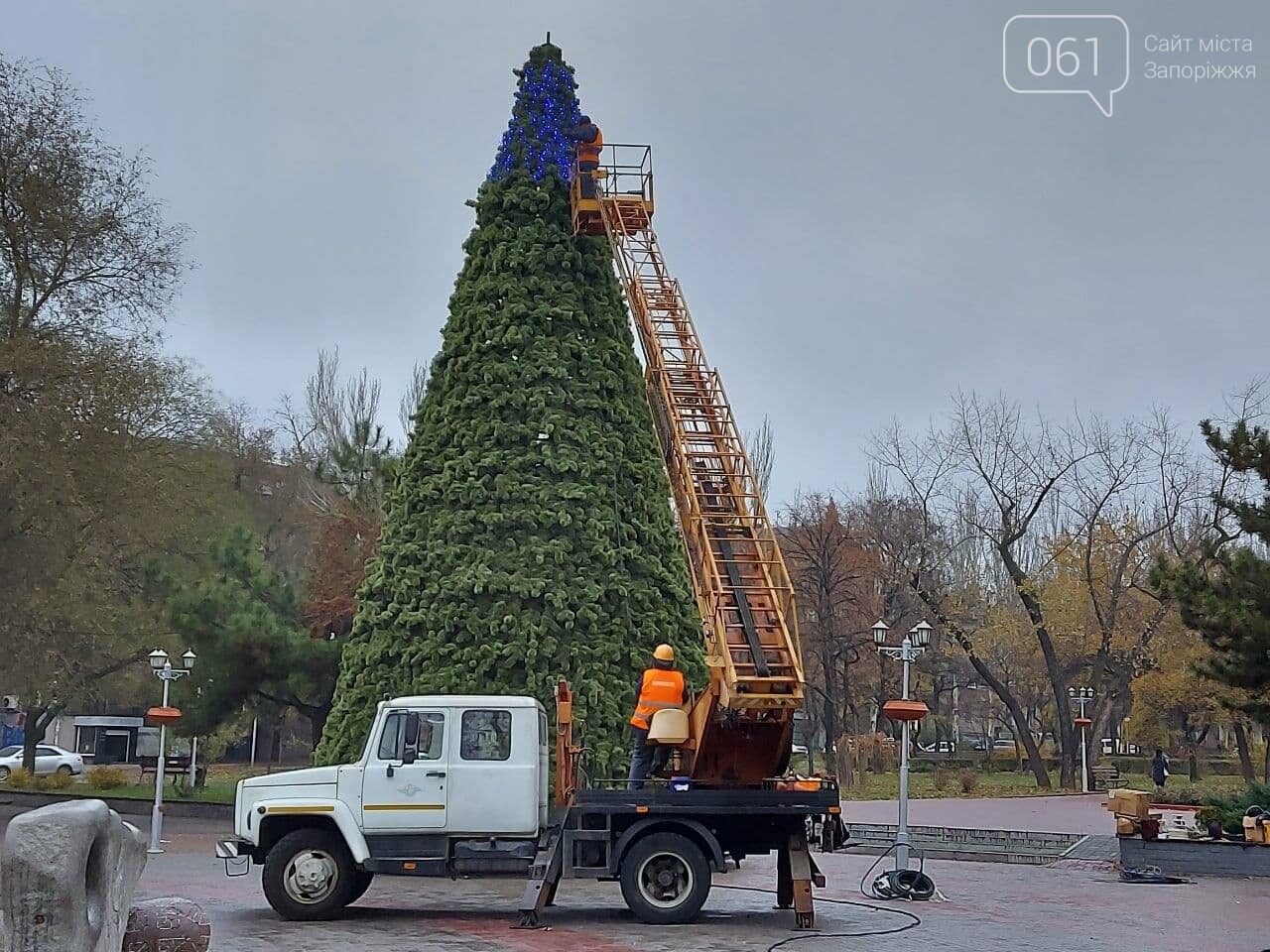 В Запорожье начали монтировать главную городскую елку на площади Маяковского, – ФОТО, фото-14