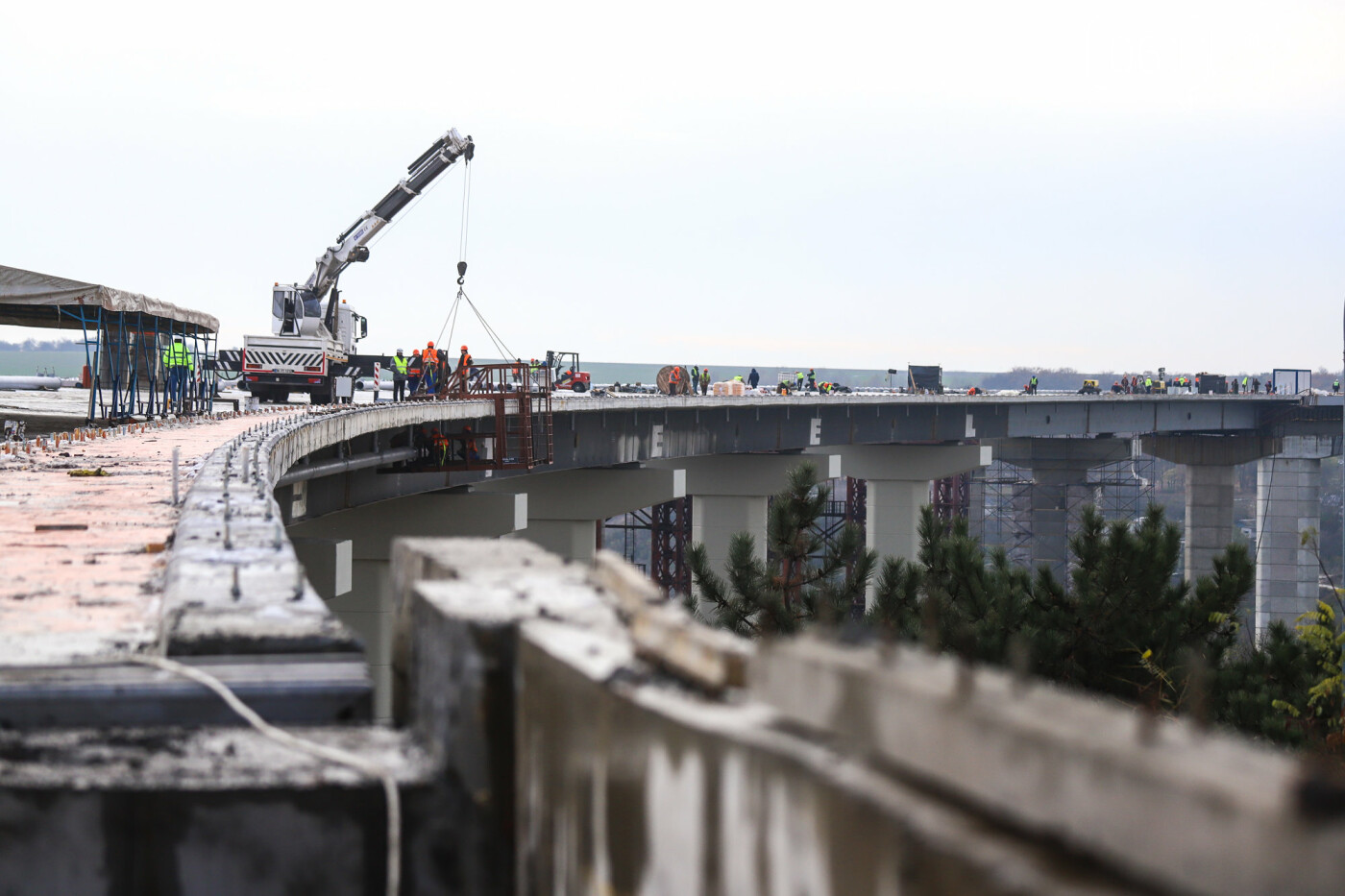 Строительство балочного моста, осень-зима 2020