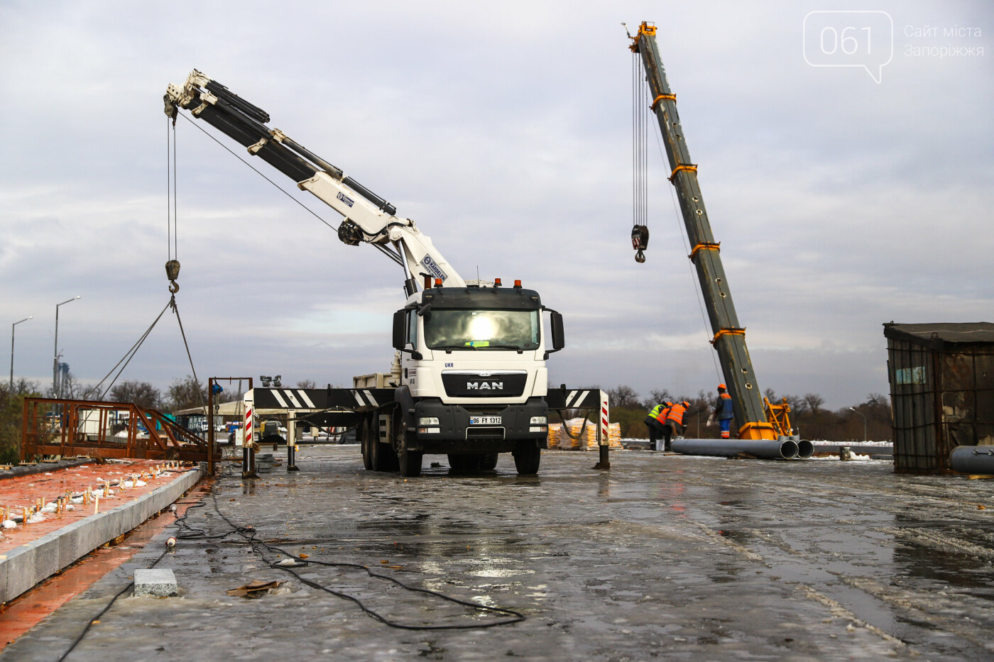 Строительство балочного моста, осень-зима 2020