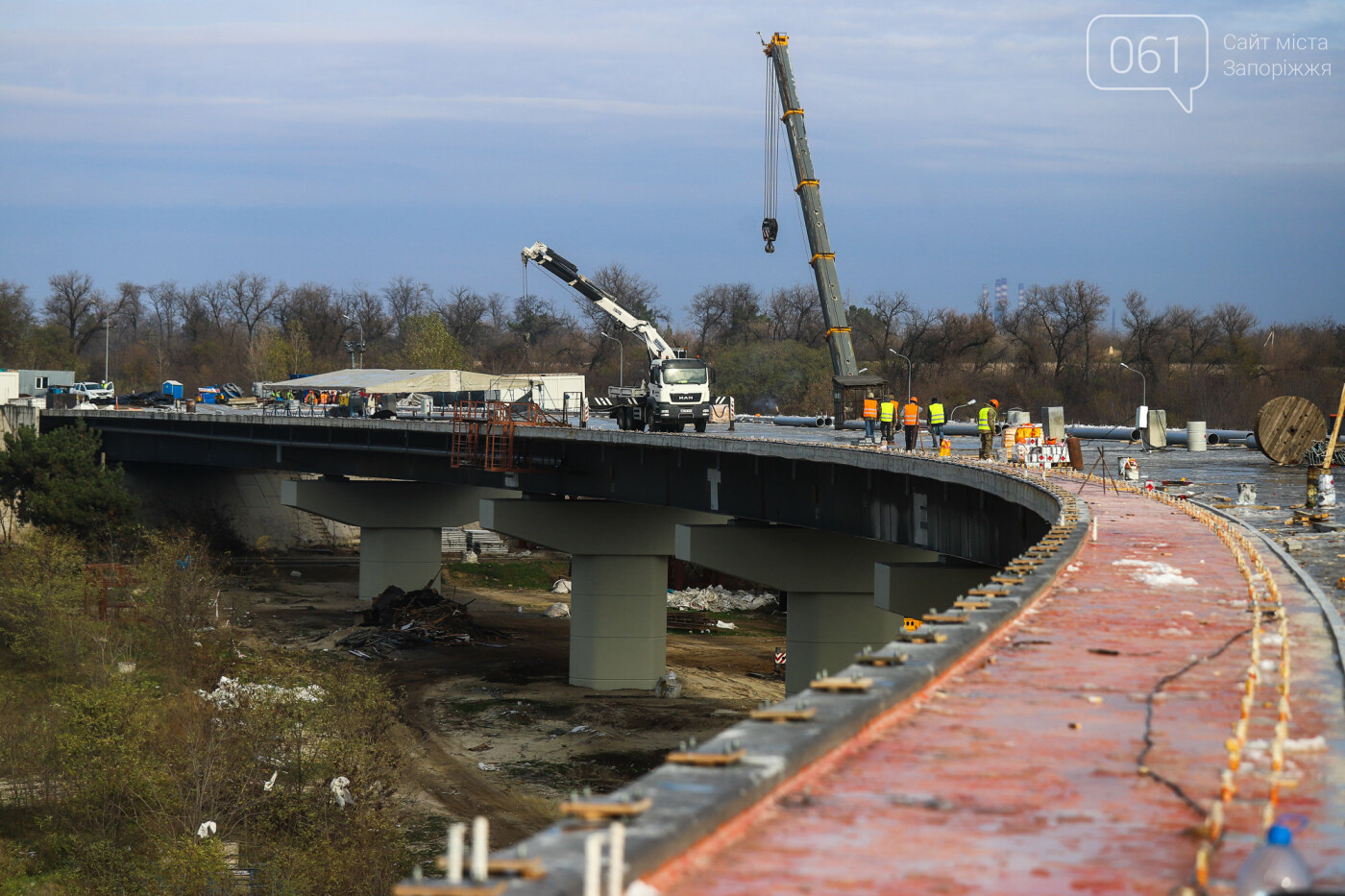 Строительство балочного моста, осень-зима 2020