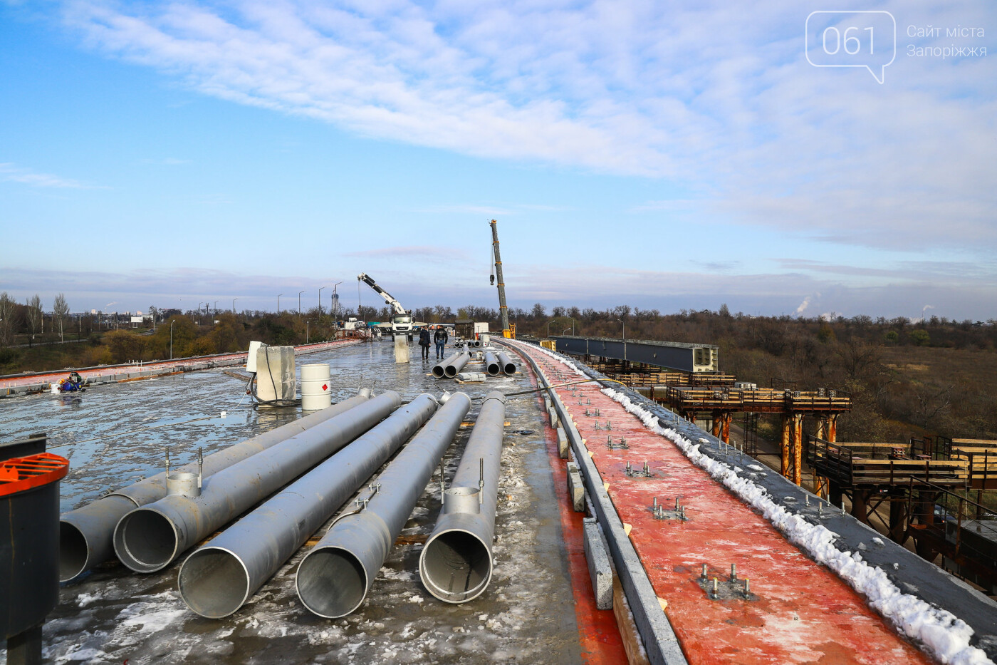 Строительство балочного моста, осень-зима 2020