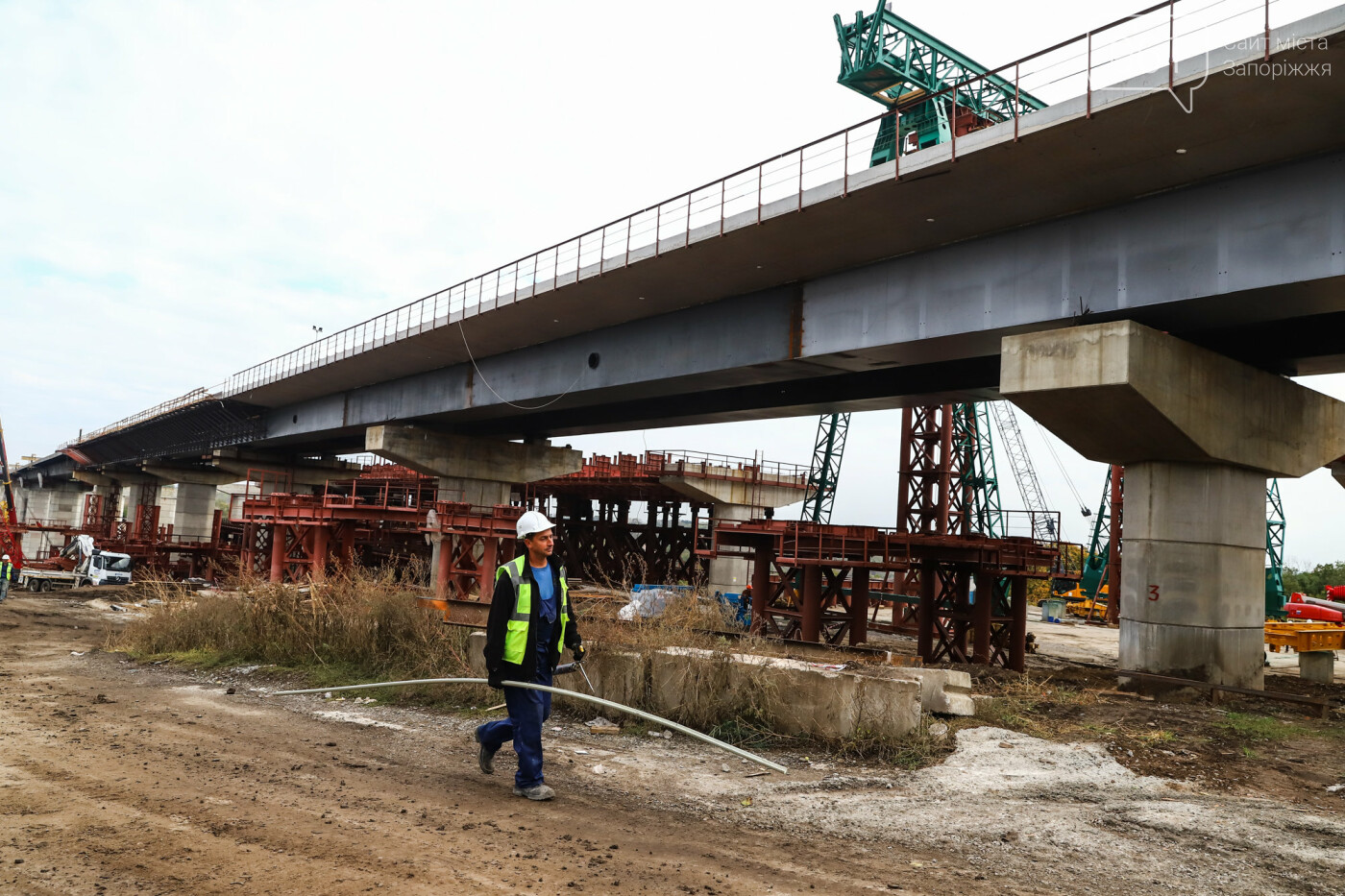 Строительство балочного моста, осень-зима 2020