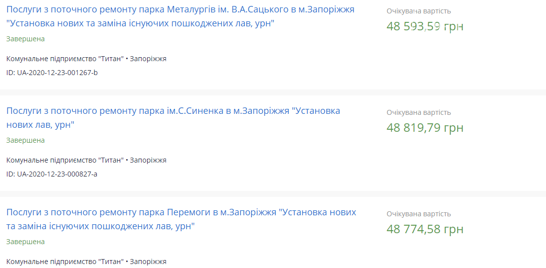 «Титан» без конкурса отдал одной фирме 195 тысяч гривен за установку новых лавочек в парках, фото-1