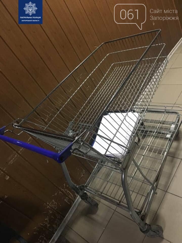 В Запорожье двое парней украли  продуктовую тележку из супермаркета, фото-1