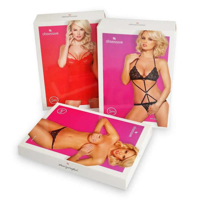 Боді з відкритою спиною Obsessive Rosalyne, бордове, XXL