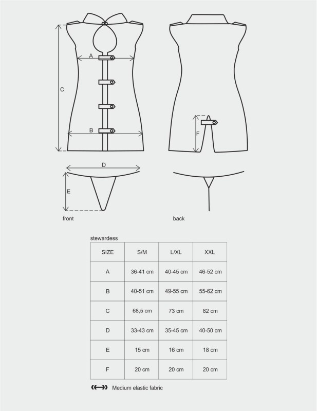 Костюм стюардеси з глибоким декольте 3 предмети, Сірий, L / XL - Зображення 6