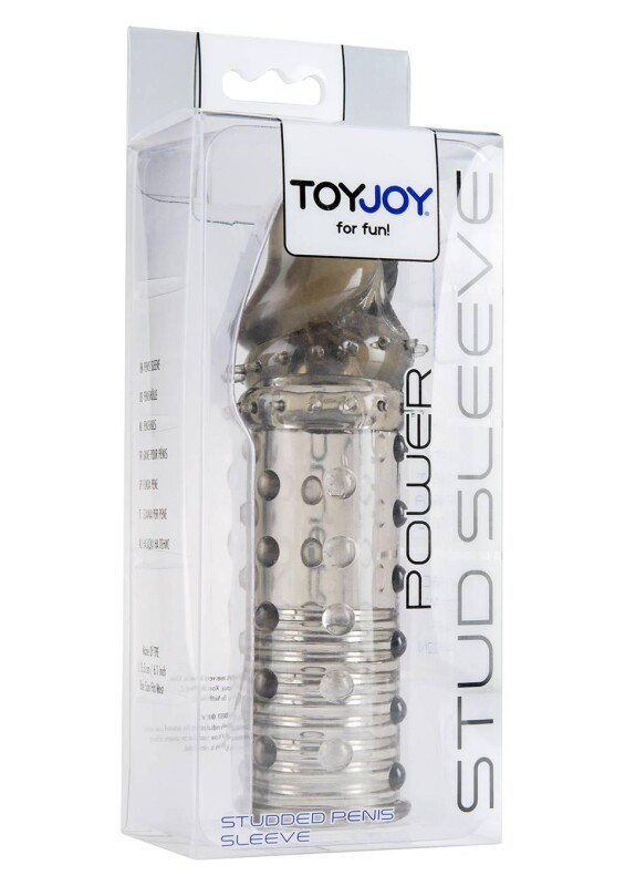 Насадка на пеніс Toy Joy Power Stud Sleeve рельєфна, подовжуваюча, прозора, 15.5 х 3 см - Зображення 1