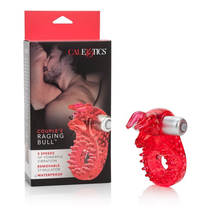 Вібро-ерекційне кільце з биком CalExotics червоне, 8.2 х 5 см - Изображение 4