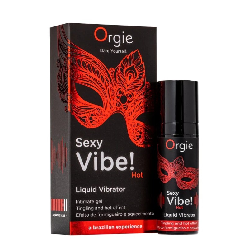 Рідкий вібратор для інтимних зон Orgie Sexy Vibe! Hot із зігріваючим ефектом і смаком полуниці, 15 мл