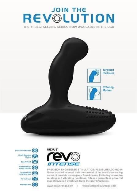 Вібромасажер простати Nexus Revo Intense з ротацією, чорний, 12.7 х 3.2 см - Зображення 1