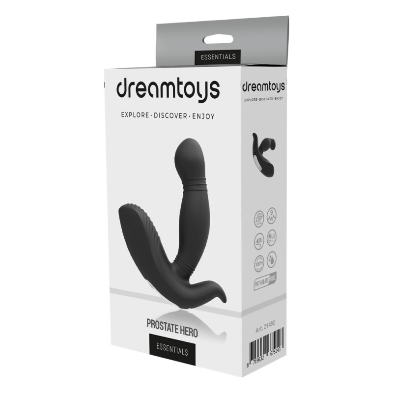 Вібромасажер простати Dream Toys Essentials Hero рельєфний, чорний, 12 х 2.9 см - Изображение 1