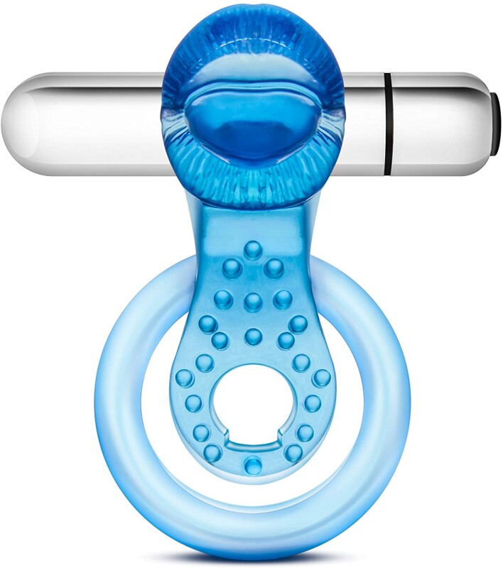 Ерекційне кільце з вібро STAY HARD VIBRATING TONGUE RING BLUE