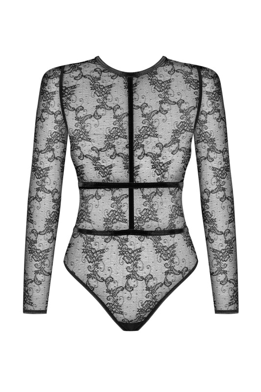 Еротичний боді Noir Handmade мереживний з відкритою спинкою, розмір L - Изображение 2