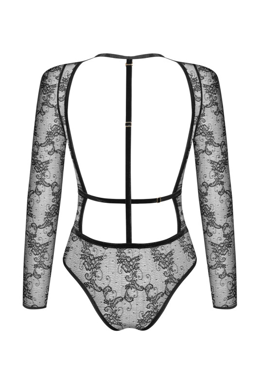 Еротичний боді Noir Handmade мереживний з відкритою спинкою, розмір L - Изображение 3