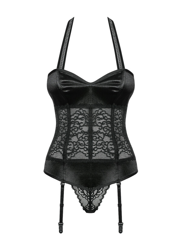 Еротичний корсет напівпрозорий з прикрасою і підвіскою corset &amp; thong L / XL - Зображення 4