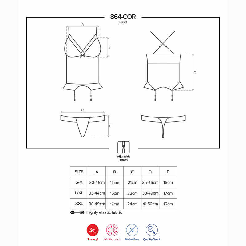 Еротичний корсет напівпрозорий з прикрасою і підвіскою corset &amp; thong L / XL - Зображення 6