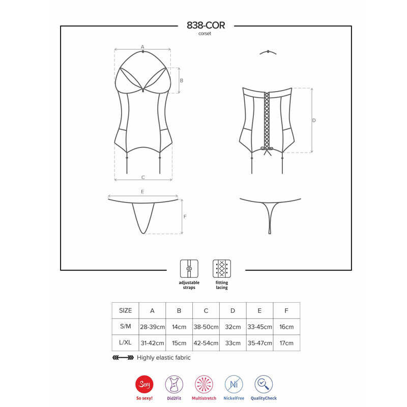 Еротичний корсет зі шнурівкою і пажами для панчіх corset &amp; thong red L / XL - Зображення 7