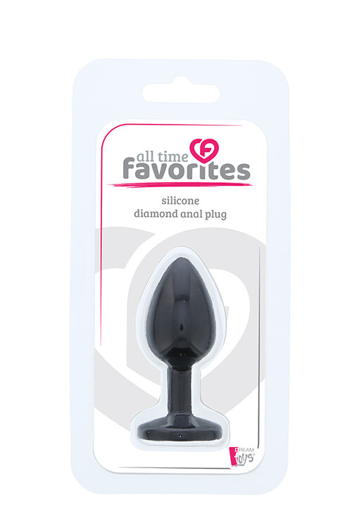 Анальна пробка Dreamtoys, S, All Time Favorites з фіолетовим каменем, силіконова, чорна, 7 х 2.8 см - Изображение 4
