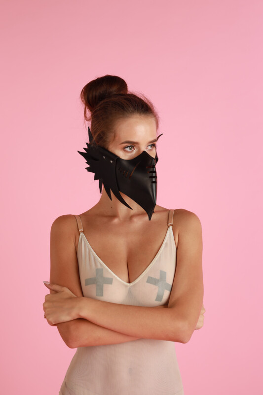 Маска ворон Muzzle 1 Candy Hero, шкіряна, ручної роботи, чорна - Изображение 1