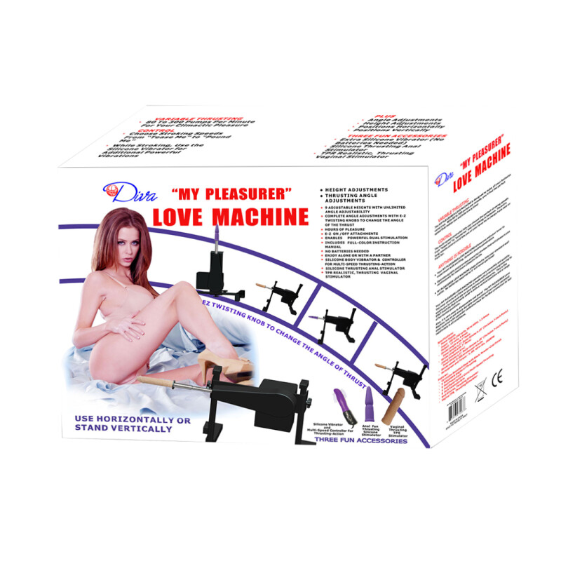 Секс-машина Diva My Pleasure з кріпленням Vac-U-Lock і трьома насадками в комплекті, чорна