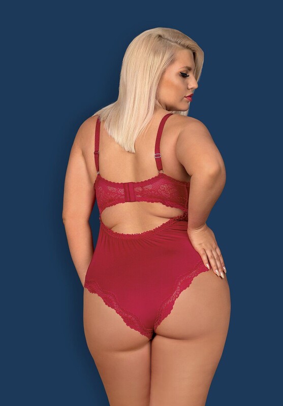 Боді з відкритою спиною Obsessive Rosalyne, бордове, XXL - Зображення 7