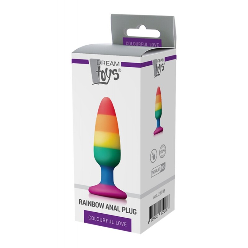 Анальна пробка Dream Toys Colourful Love силіконова, різнокольорова, 14 х 3.9 см - Изображение 1