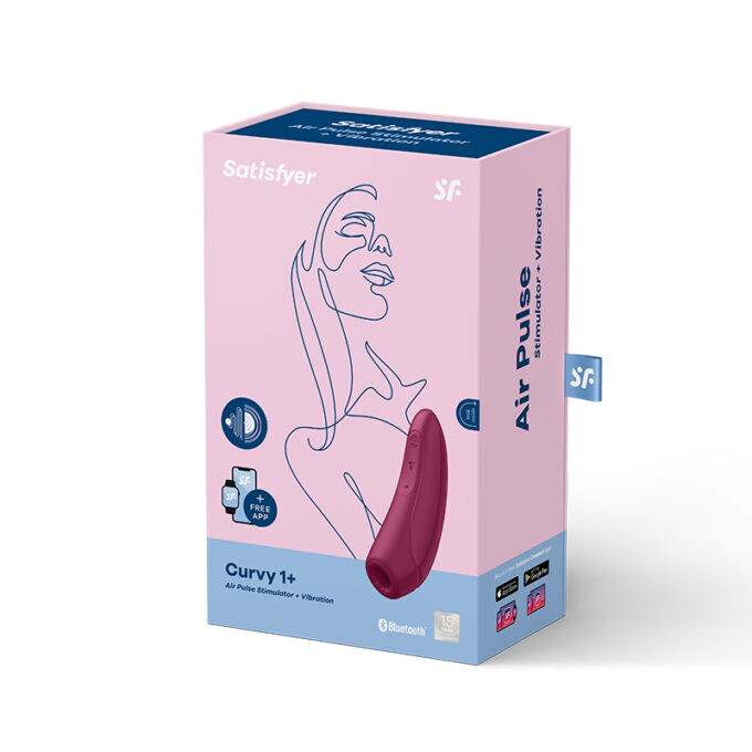 Вакуумний стимулятор клітора Satisfyer Curvy1+ з вібрацією та додатком, бордовий, 13.4 х 4.6 см - Зображення 1