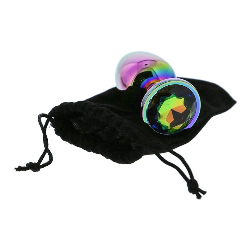 Анальна пробка Dream Toys Gleaming Love з різнокольоровим каменем, райдужна, 7.1 х 2.7 см - Изображение 5