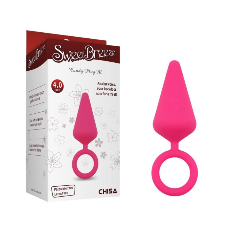 Анальна пробка Candy Plug з кільцем, рожева, M