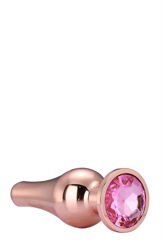 Анальна пробка конічної форми, M, Dream Toys з рожевим стразом, золота, 3.4 х 11 см - Зображення 1