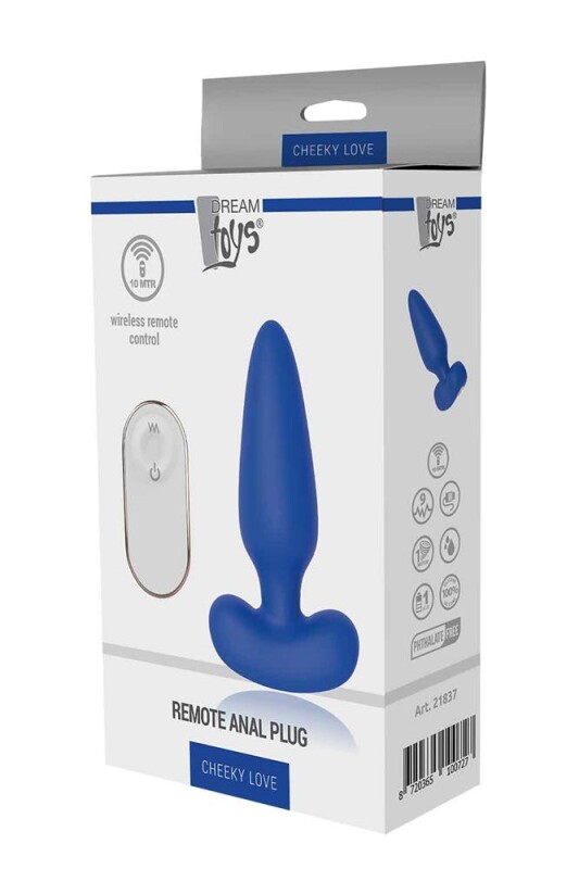 Анальна пробка з вібрацією Dream Toys з дистанційним управлінням, синя - Зображення 1