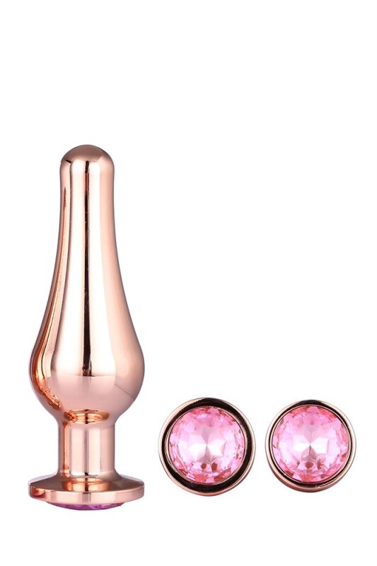 Набір анальних пробок Dream Toys Gleaming Love з рожевими каменями, золотий, 3 шт - Изображение 3