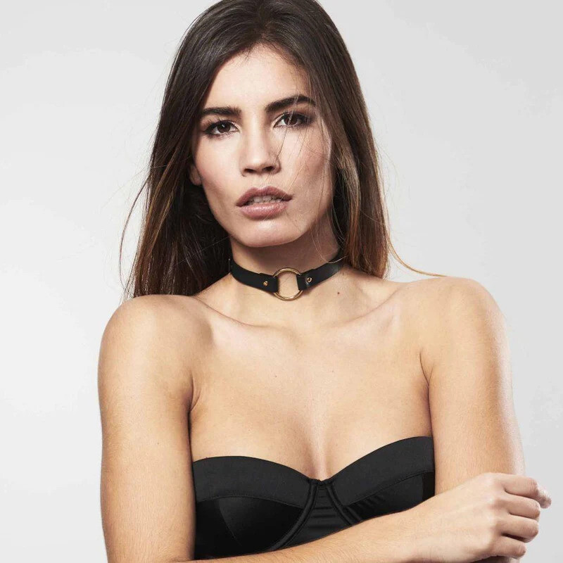 Чокер тонкий з веганської шкіри MAZE Bijoux Indiscret, чорний, 31-41 см - Изображение 4