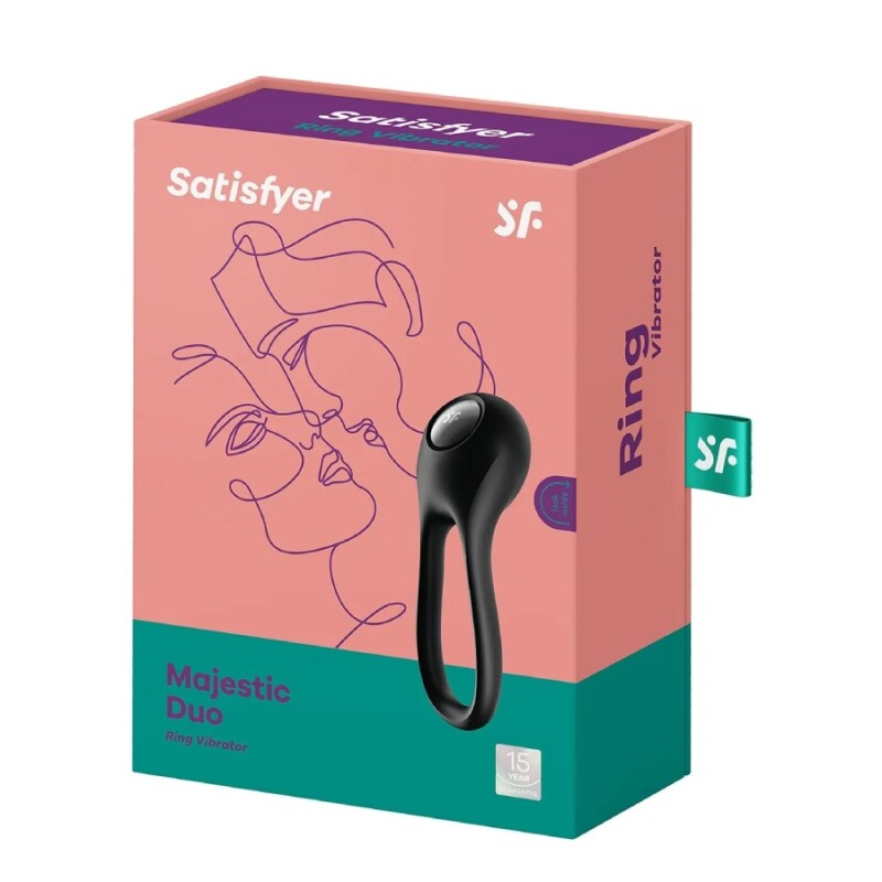 Ерекційне віброкільце Satisfyer Majestic Duo багатошвидкісне, чорне, 11.9 х 3.3 см - Изображение 1