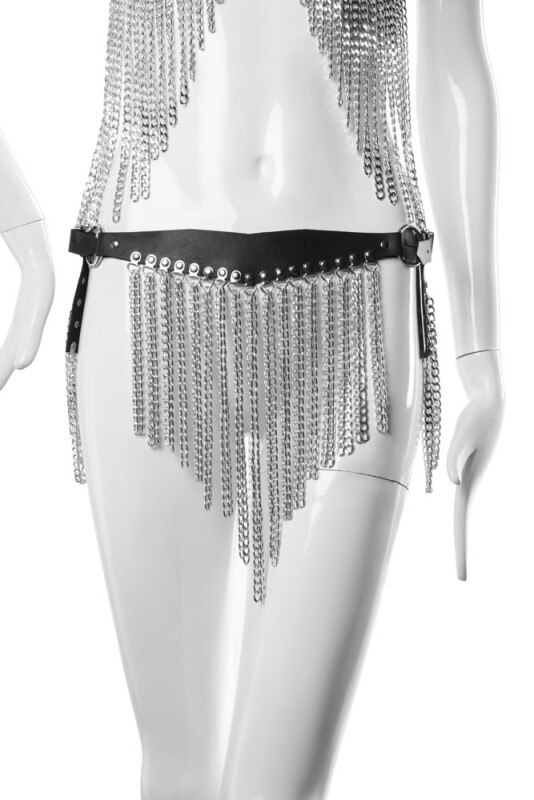 Комплект з бюстгальтером та поясом на стегна L-XL Kit S-chains 1 Candy Hero, з ланцюжками, чорний, (р. 46-48) - Изображение 9