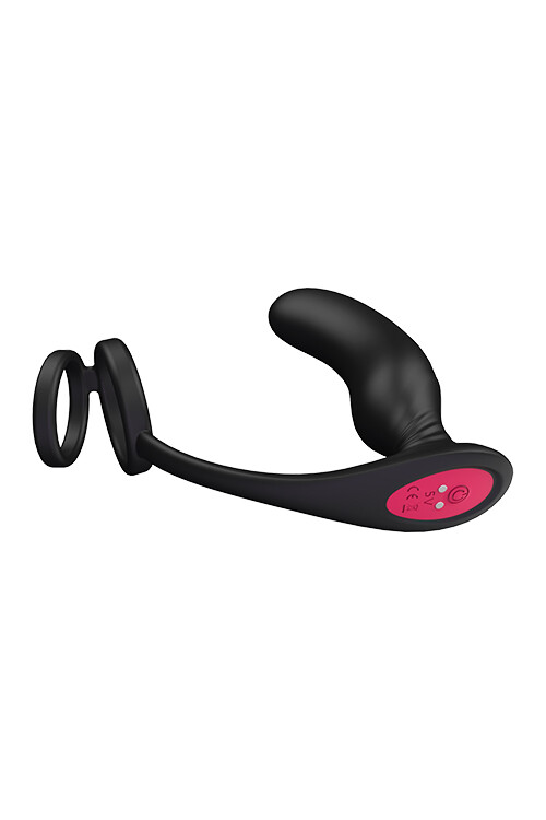 Масажер простати з петлею на мошонку Dream Toys чорний, 13.4 х 4.5 см - Зображення 2
