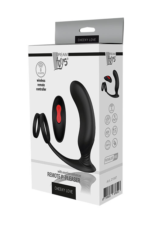 Масажер простати з петлею на мошонку Dream Toys чорний, 13.4 х 4.5 см - Зображення 4