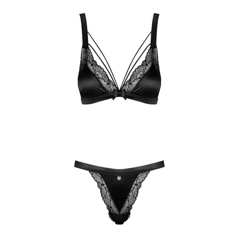 Комплект сексуальний Obsessive Eloissa з мереживом, чорний, розмір L/XL - Изображение 3