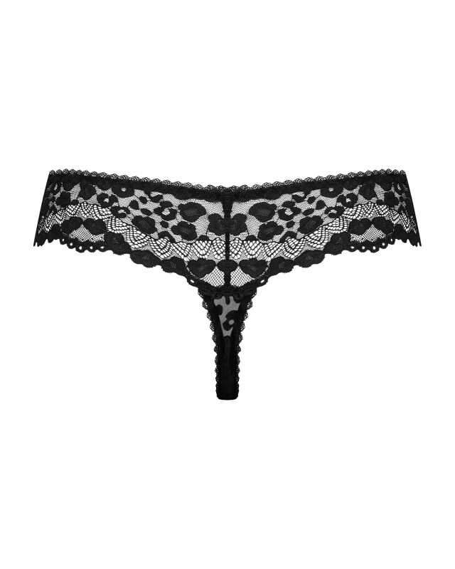 Трусики стрінги Obsessive Giully мереживні, чорні, S/M - Изображение 5