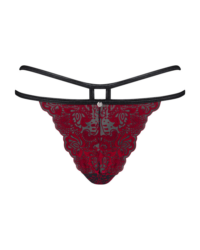 Трусики бразиліана Obsessive Sugestina, бордово-чорні, L/XL - Зображення 6