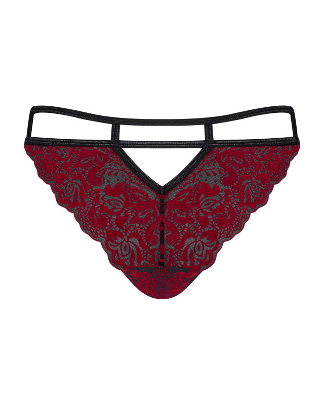 Трусики бразиліана Obsessive Sugestina, бордово-чорні, L/XL - Зображення 7