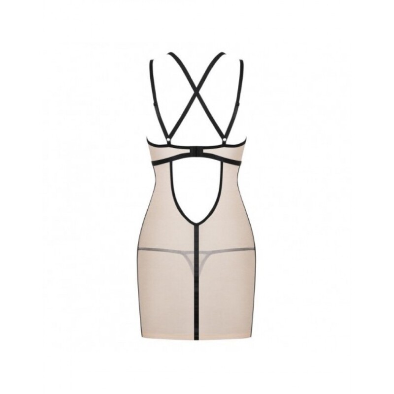 Сорочка напівпрозора Nudelia Chemise Obsessive бежева, розмір  L/XL - Зображення 3