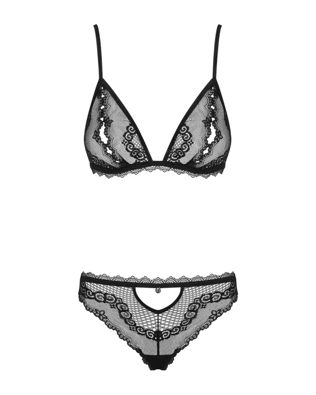 Сексуальний комплект Obsessive Millagro, L/XL, з відкритими сосками мереживною, чорний - Зображення 3