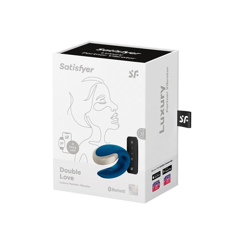 Вібратор для пар Satisfyer Double Love з додатком та пультом, блакитний, 8.6 х 4.2 см - Зображення 1