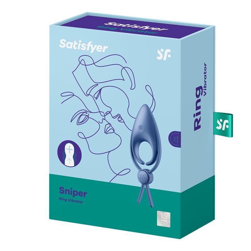 Ерекційне віброкільце Satisfyer Sniper регульоване,блакитне, 14.2 х 5 см - Изображение 1