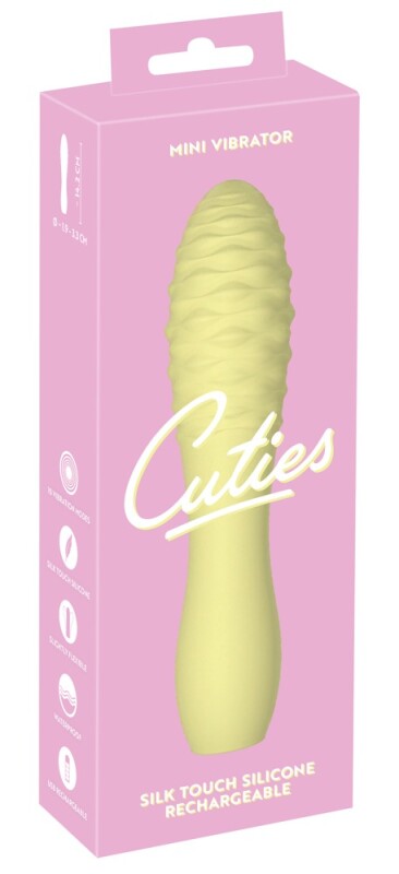 Міні-вібратор із рельєфом Cuties 3, жовтий, 10.8 х 2.8 см - Зображення 1